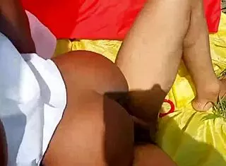 horny village couple with ebony curvy babe sucking monster cock... mmm, rough fucking in ranch