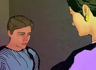 Step-son catches step-mother masturbating with big cock in bathroom. He licks her pussy before rough doggystyle creampie taboo sex.