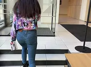 The library girl reveals nympho side with outdoor blowjob, rough riding, and cum on glasses.