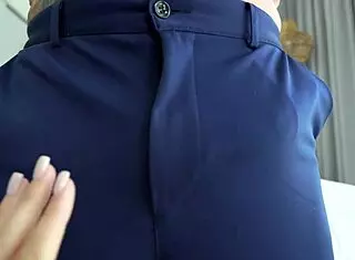 Secretary jerks off and sucks boss's huge cock in hotel! Female pov cum play with deepthroat and handjob.