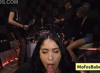 Hey, check out busty natural brunette slut nia bleu giving wet blowjob to distracted sound engineer brett maker