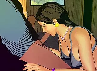 Step-son catches step-mother masturbating with big cock in bathroom. He licks her pussy before rough doggystyle creampie taboo sex.