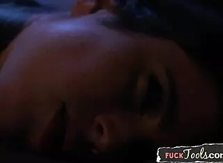 Machine beauty spreads legs in closeup view with intriguing details