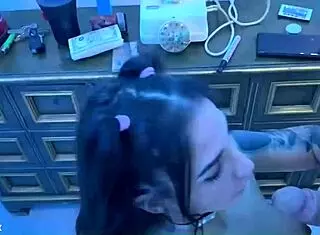 Tattooed Brunette With Big Tits Deepthroats And Swallows Two Huge Cocks In Homemade Threesome Action.