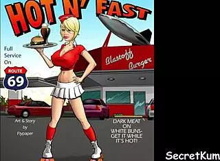 Restaurant staff undress for hot interracial orgy in kitchen with spanking and cum on ass