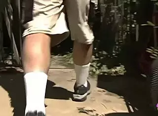 I was shocked to discover two stunning blonde and brunette ladies passionately fucking in the garden.