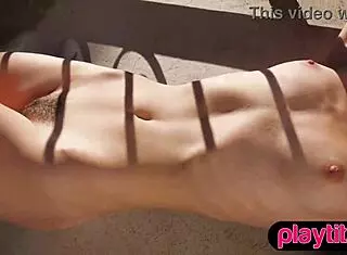 Petite brunette teen reveals perky small tits and hairy pussy!