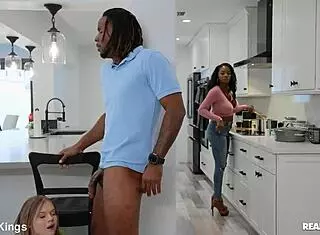 i'm spoiling her dinner with blowjob and riding in shorts from pov in kitchen reality kings scene