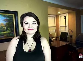 Busty brunette Trinity deepthroats juicy cock and gets deeply pounded in ass to mouth.