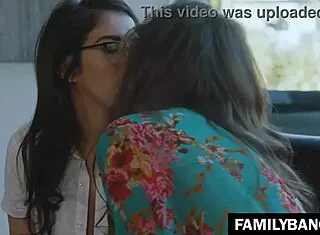 School step sisters Elena Koshka and April O'Neil explore their crush through romantic tribbing