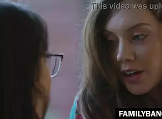 School step sisters Elena Koshka and April O'Neil explore their crush through romantic tribbing