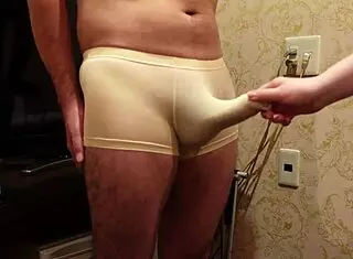 Hey, that long torment on the glans made the weak cock cum from rough slaps!