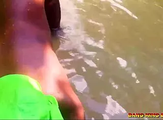 Hey, watch this hardcore bang with an African whore riding my big dick in the stream, she gets a wet pussy creampie