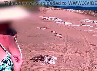 Wifey Boldly Flashes Big Tits In Bikini At Public Beach