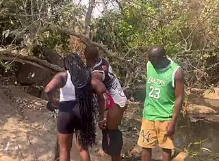 Nearly caught fucking sideways in doggystyle by fulanis at riverside