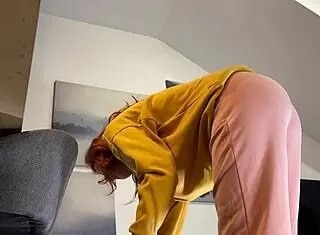 hot redhead amateur college girl tries fashion haul but it turns into wild porn casting with skirt and panties flashing