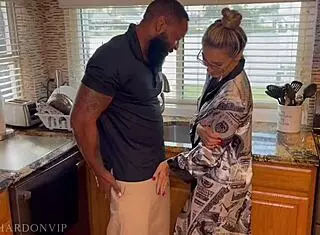 I Feel So Aroused Watching Stepmom Seduce the Plumber with Her Muscular Body and Interracial Passion.