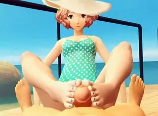Okumura Beach Footjob Action