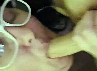 Chubby mature slut gobbles hard cock in homemade blowjob