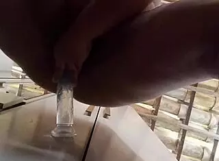 Whoa, check this massive transparent cock sliding into that devoted pussy 😲