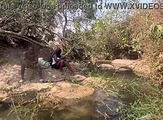 Nearly caught fucking sideways in doggystyle by fulanis at riverside