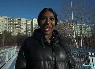 Josy Black flaunts her big beautiful black ass riding a fat dick outdoors 😏