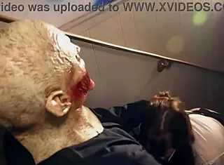 thick horny slut fucks monster who shows up at her door for halloween