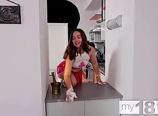 My18teen 18+ Plump Babe Teases Tits And Masturbates Juicy Pussy!