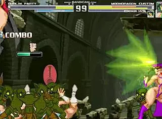 hey, check out mondragon battling in the goblin temple with sexy monster fights