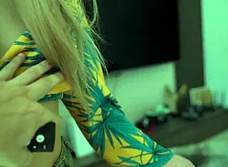 Petite Girlfriend Frozen by TV Remote for Oiled Sensual Fuck