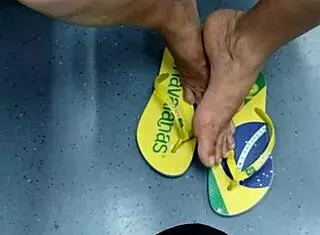 Why tease with flip flops in candid brazilian mature foot fetish voyeur moment?