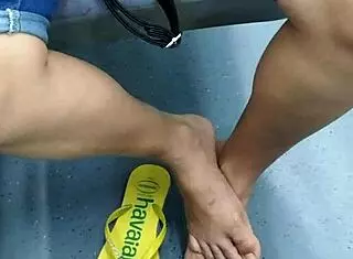 Why tease with flip flops in candid brazilian mature foot fetish voyeur moment?