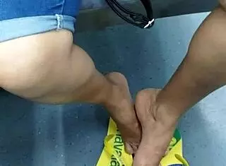 Why tease with flip flops in candid brazilian mature foot fetish voyeur moment?