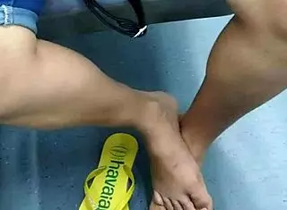 Why tease with flip flops in candid brazilian mature foot fetish voyeur moment?