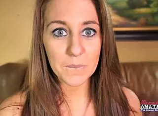 Blue-eyed adorable hottie autum gives blowjob and rimjob before wet pussy pounding with cum in mouth.