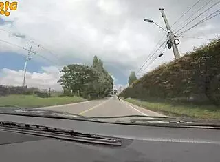 casually picking up this petite sexy colombian girl for rough tight pussy fucking in a moving car during her first time flashing