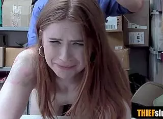 Oh man I caught this cute redhead teen shoplifter in the garage and punished her roughly doggystyle!