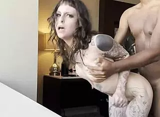 College Goth in See-Through Underwear Takes Big Black Cock Doggy Style in Homemade Interracial. Skinny Tattooed Slut Rough Fucked Bent Over.