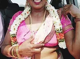 indian sexy saree bhabi enjoys car romance with telugu dirty talks