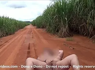 Married BBW enjoys hardcore outdoor orgasm by the roadside in intense fat fucking session.