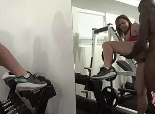 Bubble butt pawg hotwife Riley Jacobs squirts wildly on BBC during intense gym session!