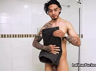 oh yeah, let's fuck this sexy latina's face hard in the shower with my big dick while she gags and chokes