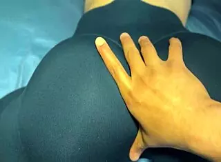 Gym girl looks hot in tight clothes so guy admires her big ass during teasing massage part one