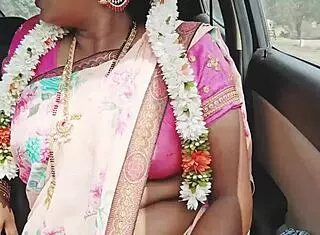 indian sexy saree bhabi enjoys car romance with telugu dirty talks