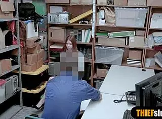 Oh man I caught this cute redhead teen shoplifter in the garage and punished her roughly doggystyle!