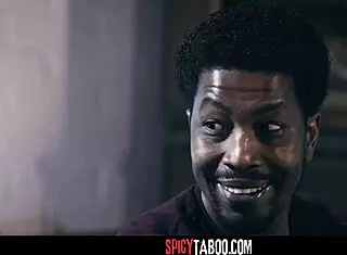 Whoa, this horny widow begs her black stepbrother to fill her pussy with his monster cock for a creampie! 😈