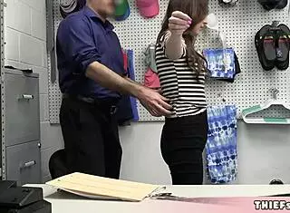 Cute Brunette Shoplifter Faces Cop Consequences