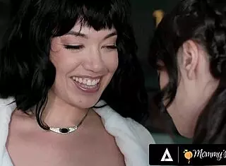 naughty chloe surreal goes wild with horny stepmoms danielle renae and little 18+ puck in rough lesbian 3some! they lick pussies and scissor in caught cheating face fucking!