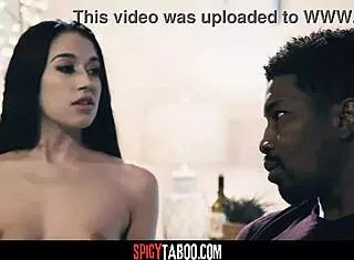 Whoa, this horny widow begs her black stepbrother to fill her pussy with his monster cock for a creampie! 😈