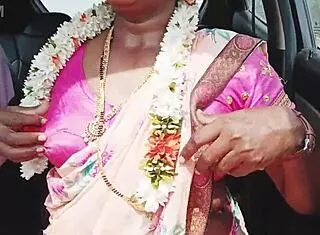 indian sexy saree bhabi enjoys car romance with telugu dirty talks